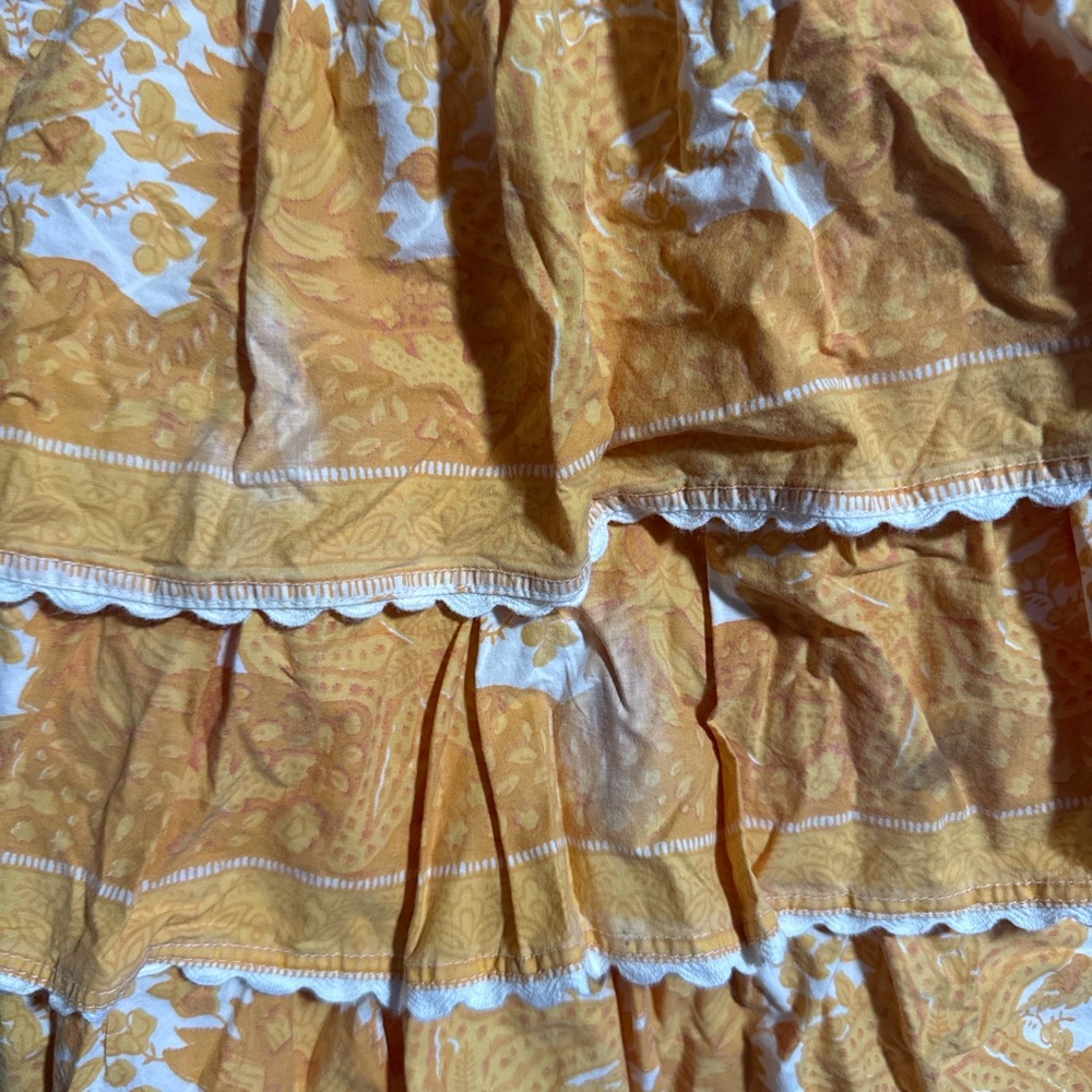Cleobella Eliana Mini Dress Coastal Print Yellow Tiered Boho Size Small - Picture 5 of 7